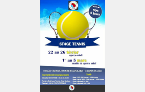 Stages de Tennis Vacances de février 2021