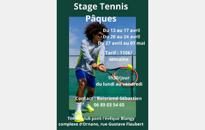 Stage de tennis durant les vacances de printemps