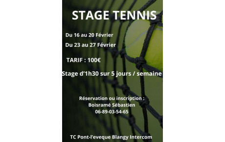 Stages de tennis durant les vacances d'hiver 2026